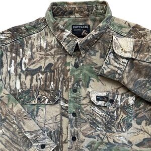 Vintage Rattlers Brand Camo Men’s Faded Button Up Shirt Size 2XL Grunge Fade